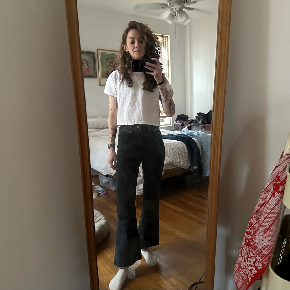 Aritzia Denim Forum Twiggy High Rise Flare Jeans in Faded Black